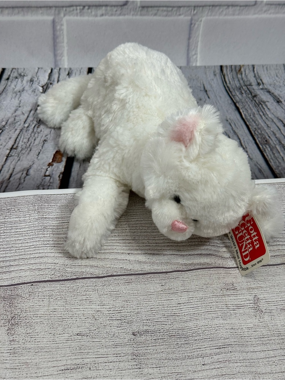 GUND Snowey White Plush Cat Stuffed Animal Soft Kitty Lovey - Picture 3 of 12